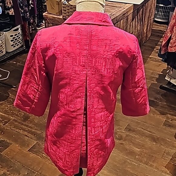 Chicos bright pink 3/4 sleeve 4 button jacket  size 0 petite - Picture 8 of 10